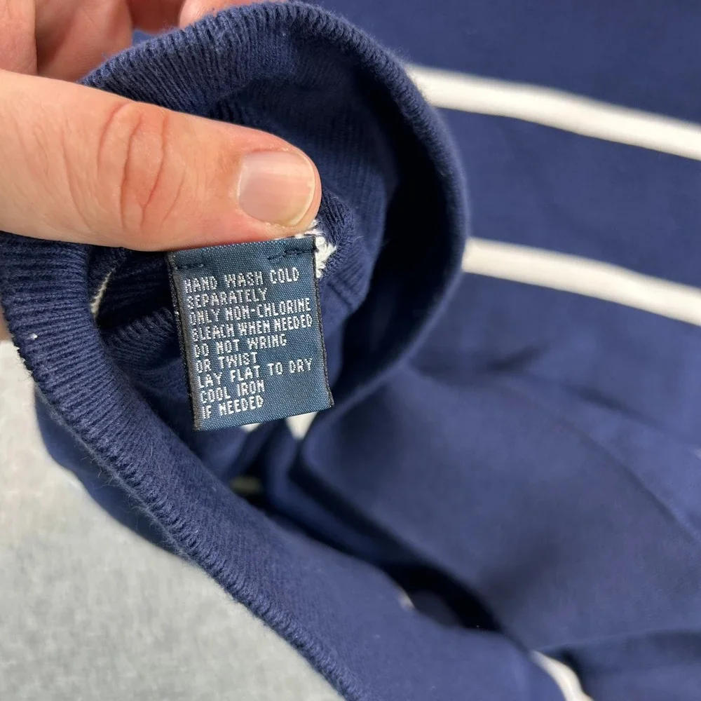 Polo Ralph Lauren Quarter Zip Pullover Mens XL Navy White Stripe Cotton Blend
